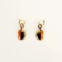 Bijoux - Créoles laiton Haricot en sabot et laque orange - L INDOCHINEUR X RIVÊT
