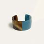 Bracelets - Thin cuff in buffalo hoof and blue grey lacquer size S - L INDOCHINEUR X RIVÊT