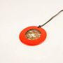 Bijoux - Pendentif rond aux motifs Vague avec laque orange - L INDOCHINEUR X RIVÊT