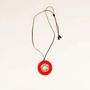 Bijoux - Pendentif rond aux motifs Vague avec laque orange - L INDOCHINEUR X RIVÊT