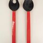 Couverts & ustensiles de cuisine - Couverts à salade en corne avec manche laqué rouge - L INDOCHINEUR X RIVÊT