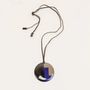 Bijoux - Pendentif rond sabot de buffle et laque jaune bleu - L INDOCHINEUR X RIVÊT