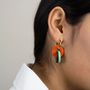 Jewelry - 3 small hoop earrings in hoof with yellow-blue lacquer - L INDOCHINEUR X RIVÊT