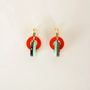 Jewelry - 3 small hoop earrings in hoof with yellow-blue lacquer - L INDOCHINEUR X RIVÊT