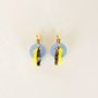 Jewelry - 3 small hoop earrings in hoof with yellow-blue lacquer - L INDOCHINEUR X RIVÊT