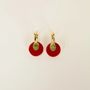Jewelry - Round brass hoop earrings in 2 parts with red lacquered horn - L INDOCHINEUR X RIVÊT