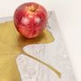 Glass - Trivet in grey stone with brass ginkgo leaf - L INDOCHINEUR X RIVÊT