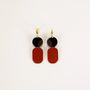 Bijoux - Mini Créoles en corne blonde et laque Bordeaux - L INDOCHINEUR X RIVÊT