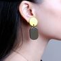 Jewelry - Totem Mini clip-on earrings in blond horn and Bordeaux lacquer - L INDOCHINEUR X RIVÊT