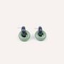 Jewelry - Double round wooden stud earrings, light blue, dark blue and orange lacquer - L INDOCHINEUR X RIVÊT
