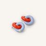Jewelry - Double round wooden stud earrings, light blue, dark blue and orange lacquer - L INDOCHINEUR X RIVÊT