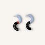 Jewelry - S-shaped wooden stud earrings, dark blue, orange and light blue lacquer - L INDOCHINEUR X RIVÊT