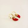 Jewelry - Croisant brass hoop earrings in 2 parts with red lacquered horn - L INDOCHINEUR X RIVÊT