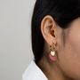 Jewelry - Croisant brass hoop earrings in 2 parts with red lacquered horn - L INDOCHINEUR X RIVÊT