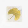 Glass - Trivet in green stone with brass ginkgo leaf - L INDOCHINEUR X RIVÊT