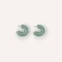 Jewelry - C-shaped wooden stud earrings, dark blue and light blue lacquer - L INDOCHINEUR X RIVÊT