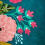 Fauteuils - Fauteuil en Velours avec Motif Floral Frida, Turquoise - WERNS