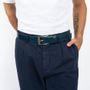 Leather goods - OCTAVE blue leather belt - MONSIEUR CHARLI
