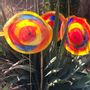Accessoires de jardinage - Large Yellow-Blue Glass Flower (50 cm stem) - CARNEOL GLASS