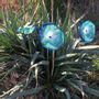 Garden accessories - Medium Blue-Green Glass Flower (50cm stem) - CARNEOL GLASS