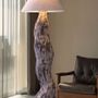 Floor lamps - MA Floor Lamp – Handcrafted Sculptural Lighting with Linen Shade - PLETOSTUDIO