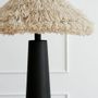 Floor lamps - Sazha Ivory Floor Lamp – Shou Sugi Ban Wood & Wool Shade - PLETOSTUDIO