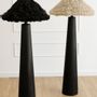 Floor lamps - Sazha Ivory Floor Lamp – Shou Sugi Ban Wood & Wool Shade - PLETOSTUDIO