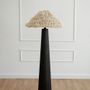 Floor lamps - Sazha Ivory Floor Lamp – Shou Sugi Ban Wood & Wool Shade - PLETOSTUDIO
