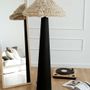 Floor lamps - Sazha Ivory Floor Lamp – Shou Sugi Ban Wood & Wool Shade - PLETOSTUDIO