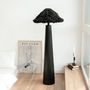 Floor lamps - Sazha Black Floor Lamp – Shou Sugi Ban Base & Wool Shade - PLETOSTUDIO