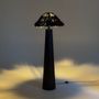 Floor lamps - Sazha Black Floor Lamp – Shou Sugi Ban Base & Wool Shade - PLETOSTUDIO