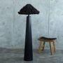 Floor lamps - Sazha Black Floor Lamp – Shou Sugi Ban Base & Wool Shade - PLETOSTUDIO