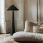 Floor lamps - Sazha Black Floor Lamp – Shou Sugi Ban Base & Wool Shade - PLETOSTUDIO