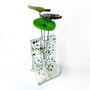 Vases - Petit vase tacheté blanc-vert-bleu de 8x13 cm avec 3 petites fleurs - CARNEOL GLASS