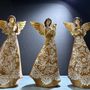 Crèches et santons - Figurine d’Ange de Noël — Motif Luth — Aspect Sculpté Rustique - BLUE STAR B.V.