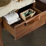 Night tables - Walnut and fiberglass bedside table with marble effect - ANGEL CERDÁ