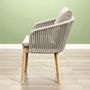 Lawn armchairs - Teak chair with gray straps - CHT22 - BALINAISA