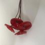Floral decoration - Small Glass Flower For Outside In Red-Black On Flexible Stem - CARNEOL GLASS