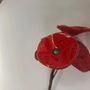 Floral decoration - Small Glass Flower For Outside In Red-Black On Flexible Stem - CARNEOL GLASS