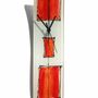 Clocks - Cubie white-red wall clock 10x41 cm - CARNEOL GLASS