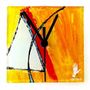 Clocks - Geometry orange-white wall clock 13x13 cm - CARNEOL GLASS