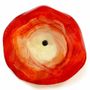 Floral decoration - Red-white, medium swirling glass flower - CARNEOL GLASS