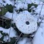 Floral decoration - Round small glass flower for outdoor use in white, red colour with 43 cm stainless steel stem - CARNEOL GLASS