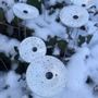 Floral decoration - Round small glass flower for outdoor use in white, red colour with 43 cm stainless steel stem - CARNEOL GLASS