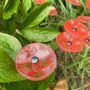 Floral decoration - Round small flower for outdoor use in transparent, red - CARNEOL GLASS