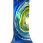 Vases - Green-blue vase with burnt-in paint. V80-14x36 - CARNEOL GLASS