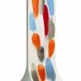 Vases - Vase blanc 14x36 cm aux couleurs orange-jaune-bleu-argent-rouge - CARNEOL GLASS