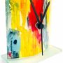 Clocks - Amasonas yellow-blue table clock in size 12x14 cm - CARNEOL GLASS