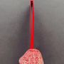 Other Christmas decorations - Transparent-white-red glass bell on elegant ribbon hanger - CARNEOL GLASS