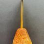 Other Christmas decorations - Large transparent-orange-yellow glass bell on elegant ribbon hanger - CARNEOL GLASS